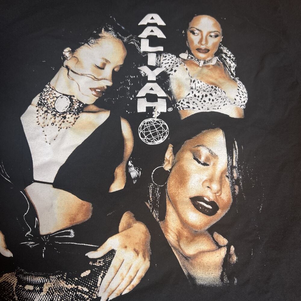 Aaliyah Graphic T-shirt Black Greatest Hits 1996 Size Medium 100% Cotton Unisex - Picture 4 of 5